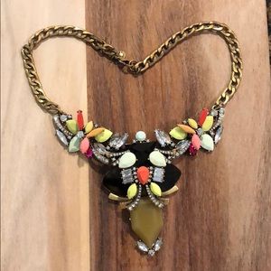 J Crew neon pastel and tortoise statement necklace